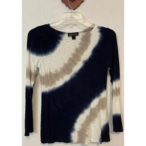 INC International Concepts Womens PXL Blue Sequined Striped Tie-Dye Blouse A4669